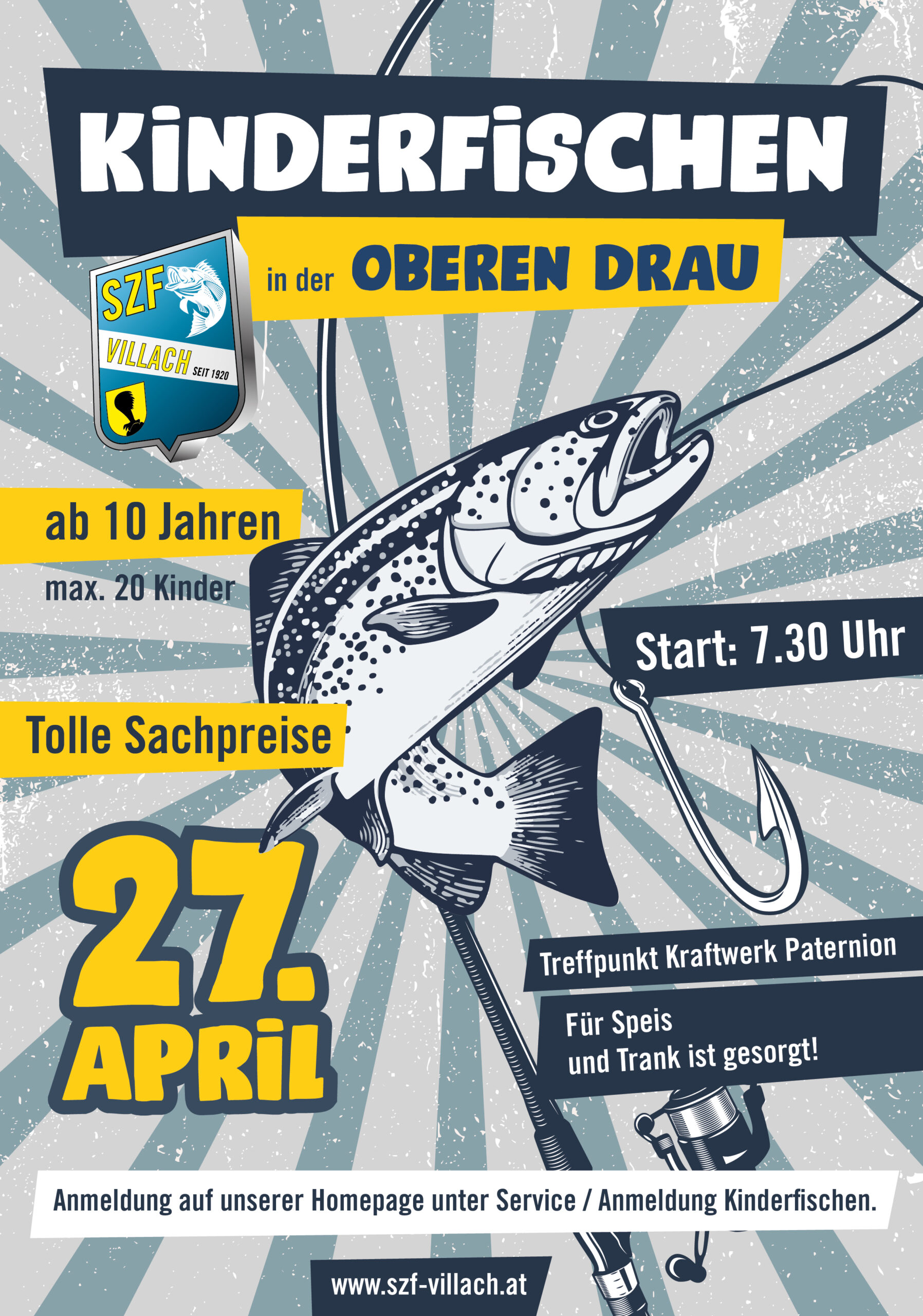 Kinderfischen in der oberen Drau